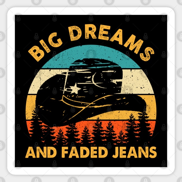 Big Dreams and Faded Jeans Dolly Parton Vintage Sticker by Symmetry Stunning Portrait